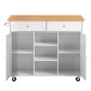 Kitchen Island Cart with Storage, 45.67 in Wide Mobile Rolling Storage Island on Swivel Wheels, with 2 Drawers, Storage Cabinet, Drop Leaf, Towel Rack