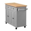 Kitchen Island Cart with Storage, 43.7 in Wide Mobile Rolling Storage Island on Swivel Wheels, with 2 Drawers, Storage Cabinet, Spice/Towel Rack