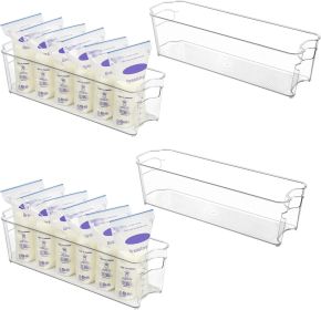 Breastmilk Storage Container 4PCS Set, Clear Freezer and Fridge Organizer Bins, Plastic Storage Bins for Breast Milk, Baby Pouches, Formula