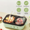2-in-1 electric heating pot and grill plate set featuring dual independent temperature controls