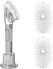 Soap Dispensing Replacement Dish Brush Storage Set with 2 PCS Brush Refills & Holder - Dispenser Scrub Cleaning Scrubber Kitchen Dishwashing Dish Wand