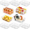 10 Pack Pantry Organizers and Storage,Clear Plastic Containers with 2 Dividers for Kitchen,Fridge Organization and Storage,Acrylic Bins for Pounches
