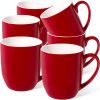 16 oz Large Coffee Mugs Set of 6 Ceramic Coffee Mug White Coffee Cups Tea Cups Idea Gift for Women Men House Warming Gifts New Home Office, Red 6 Pack