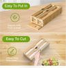 Bamboo Bag Storage Organizer - 2 Wrap Dispenser with Cutter & 4 Slots Food Storage Bags Container - Kitchen Drawer Plastic Bags Storage Organization f