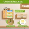 Bamboo Bag Storage Organizer - 2 Wrap Dispenser with Cutter & 4 Slots Food Storage Bags Container - Kitchen Drawer Plastic Bags Storage Organization f