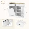 10 Gallon Farmhouse Kitchen Cabinet with Hidden Trash Can and 2 Drawers, Tilt Out Trash Can Cabinet for Kitchen, White