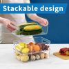 6 Pack Pantry Organizers and Storage,Clear Plastic Containers with 2 Dividers for Kitchen,Fridge Organization and Storage,Acrylic Bins for Pounches