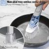 Soap Dispensing Replacement Dish Brush Storage Set with 2 PCS Brush Refills & Holder - Dispenser Scrub Cleaning Scrubber Kitchen Dishwashing Dish Wand