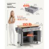 Kitchen Island Cart with Storage, 43.7 in Wide Mobile Rolling Storage Island on Swivel Wheels, with 2 Drawers, Storage Cabinet, Spice/Towel Rack