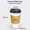 100 Pack 16 oz Disposable Coffee Cups with Lids and Sleeves, Sturdy Thick Paper Leak-free Insulated to Go Paper Hot Coffee Cups for Hot Cold Beverage