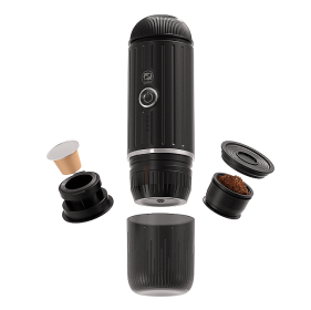 PSME2218B 100W Car coffee machine 2in1 capsule + coffee powder heated 88-92°C brewing extraction wireless charging endurance extraction coffee 150 cup (PSME2218B: PSME2218B)