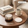Coasters Set of 8 for Drinks, Beer, Coffee, Cotton Woven 4 Colors Absorbent Coaster with Holder